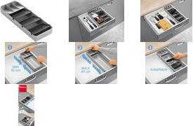 metaltex Besteck-Organizer Uni-Fit, Kunststoff, grau verstellbar, zum Einsatz in Schubladen, für bis zu - 1 Stück (363220000)