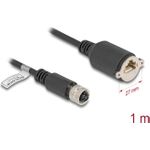Delock M12 Kabel D-kodiert 4 Pin Buchse zu RJ45 zum Einbau Cat.5e FTP 1 m (80452)
