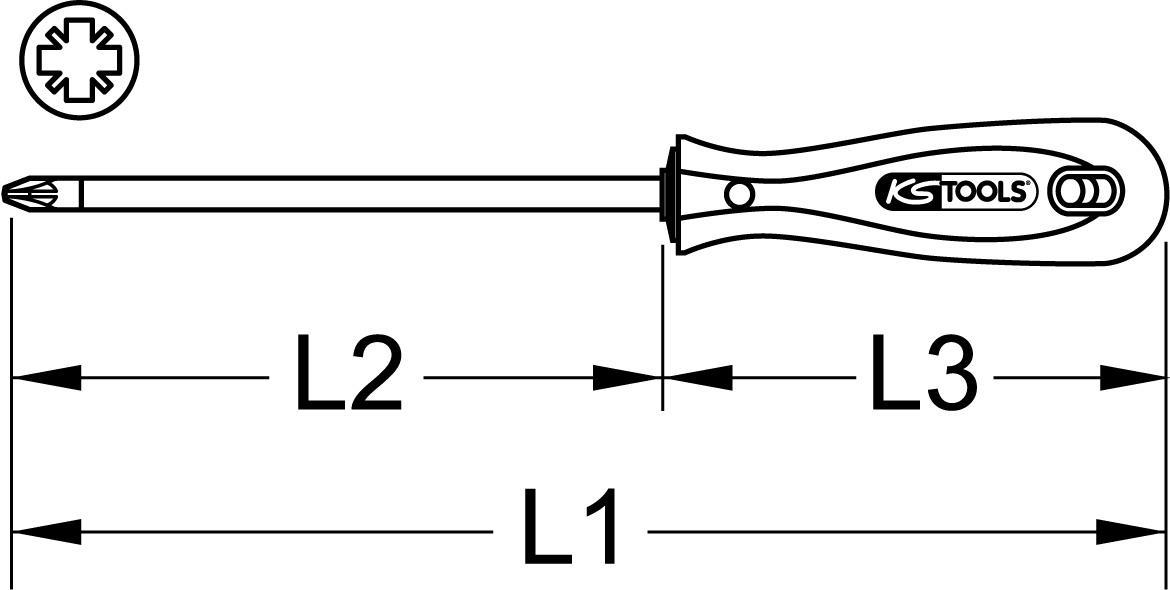 KS TOOLS Werkzeuge-Maschinen GmbH EDELSTAHL Schraubendreher, POZIDRIV, PZ1 (153.1040)