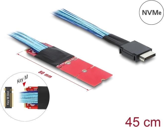 Delock M.2 Key M zu 1 x OCuLink SFF-8611 Konverter mit 45 cm Kabel (64360)