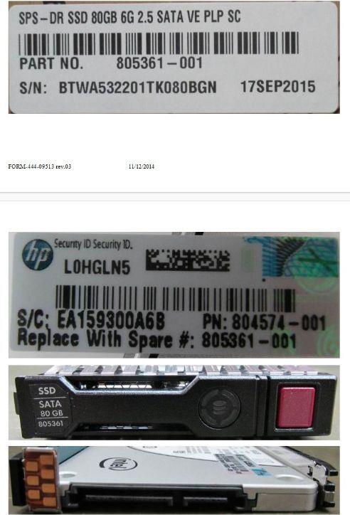 HPE SPS-DR SSD 80GB 6G 2.5 SATA VE PLP SC (805361-001)