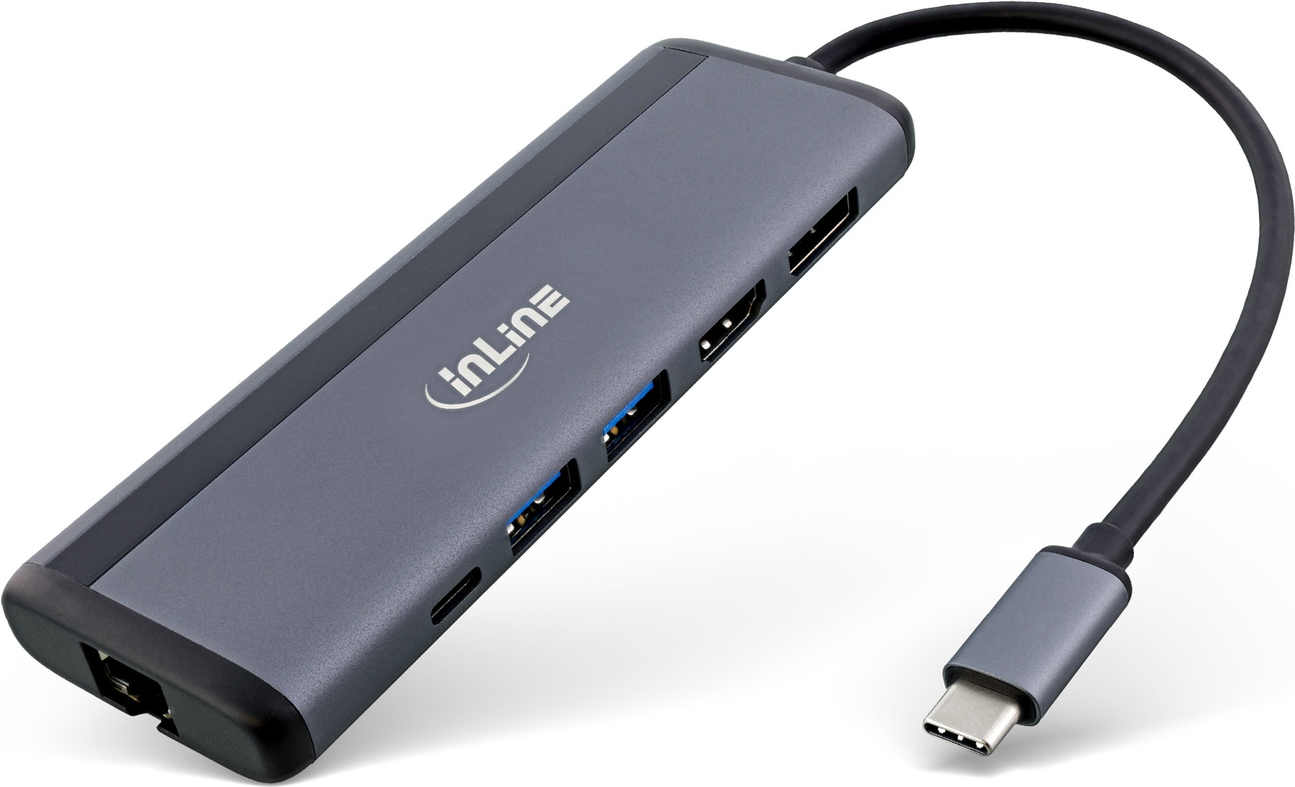 InLine 8-in-1 USB-C Multihub HDMI DP PD 100W Grau