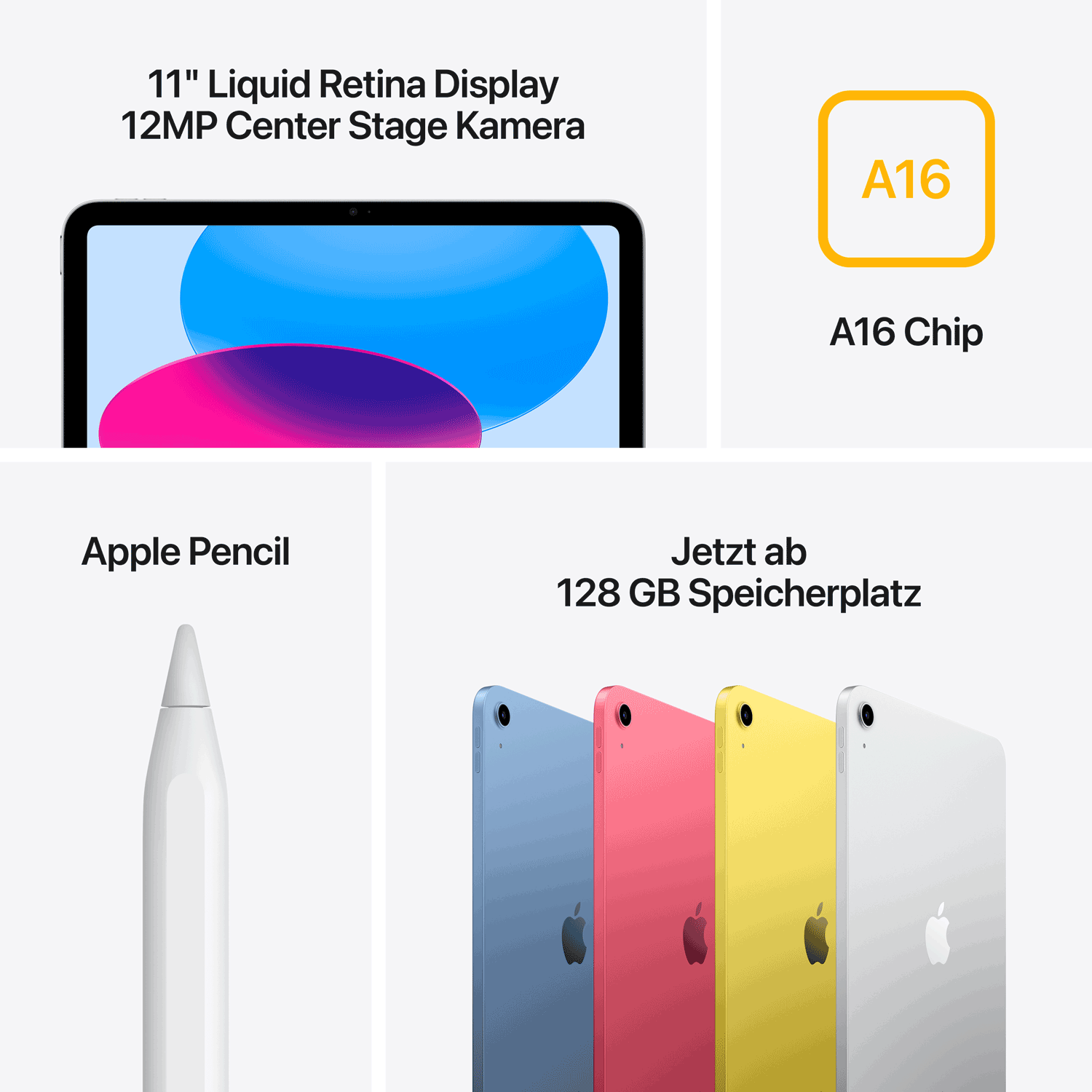 Apple iPad A16 Wi-Fi 128 GB Silber