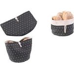 metaltex Brotkorb faltbar, Baumwolle, schwarz / beige aus 100% Baumwolle, in trendigem Dekor, mit Knopf-Verschluss - 1 Stück (239250000)