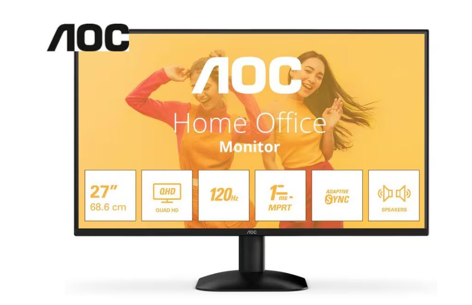 AOC Q27B35S3 - 27 Zoll Quad HD Monitor, 120 Hz, Adaptive Sync., HDR10 (2560x1440, HDMI 2.0, DisplayPort 1.4) schwarz [Energieklasse E] (Q27B35S3)