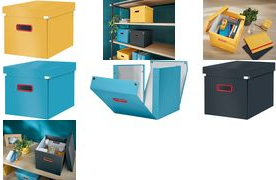 LEITZ Ablagebox Click & Store Cosy Cube, gelb Hartpappe mit PP-Folie, Aufbau mittels Druckknöpfen, - 1 Stück (5347-00-19)