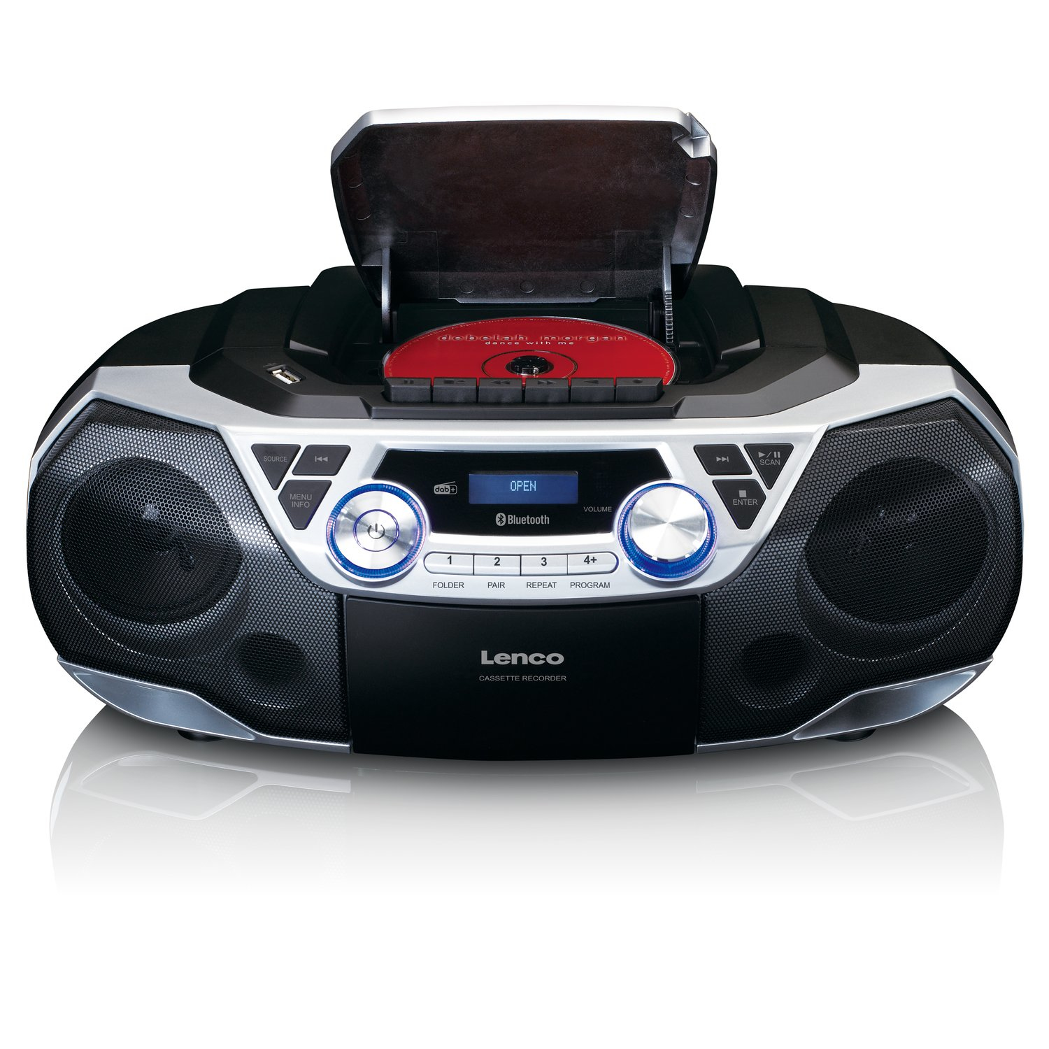 Lenco SCD-720SI Tragbarer Ghettoblaster CD Bluetooth DAB+/FM Silber