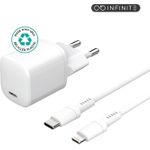 eSTUFF ES637500. Aufladetyp: Drinnen, Energiequelle: AC, Aufladekompatibilität: Smartphone, Tablet. Eingangsspannung: 100 - 240 V, Maximale Ausgangsspannung: 12 V. USB Typ-C Anzahl Anschlüsse: 1, Schnellladung. Kabellänge: 1,5 m, Produktfarbe: Weiß (ES637500)