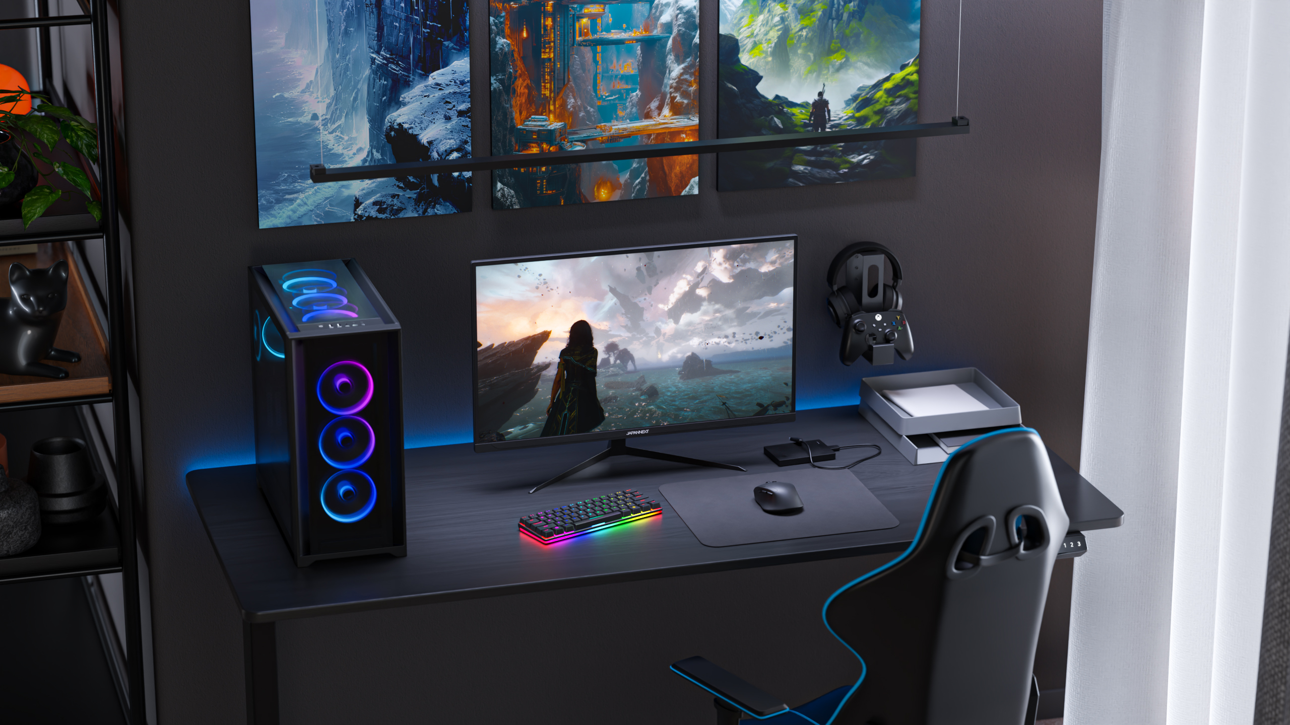 JAPANNEXT Gaming Monitor 27" Dual Mode 160Hz/4K (3840x2160) & 320Hz/FHD (1920x1080) 0,5ms | HDR | Neigungsverstellbar Integrierte Lautsprecher | 100% sRGB G-Sync/FreeSync (JN-I270UHD16FHD32)