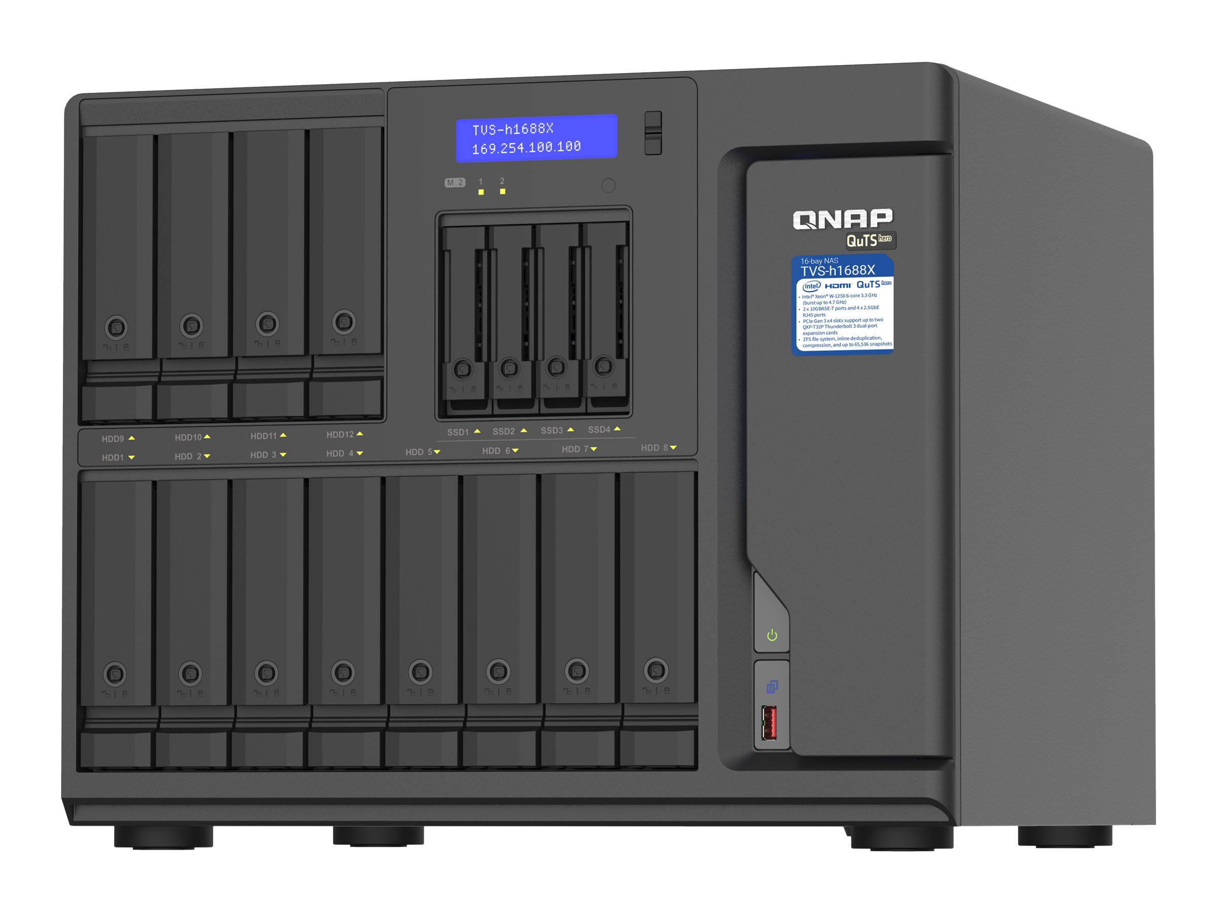 QNAP TVS-H1688X NAS-Server Intel Xeon W-1250 32 GB RAM Schwarz