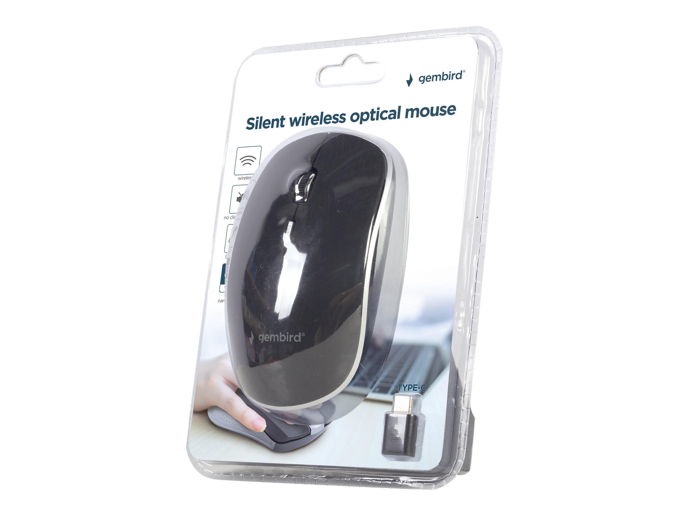 Gembird MUSW-4BSC-01 Kabellose Maus Optisch 1600 DPI RF Wireless USB-C Schwarz