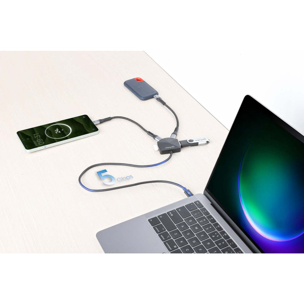 Manhattan USB-Hub 4-Port mit USB-C Stecker 2x USB-C 2x USB-A Schwarz