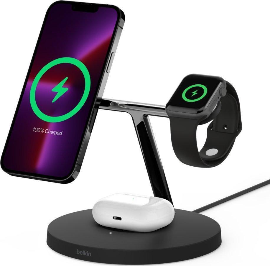 Belkin BoostCharge Pro MagSafe Kabelloses 3-in-1 Ladegerät 15 Watt Schwarz