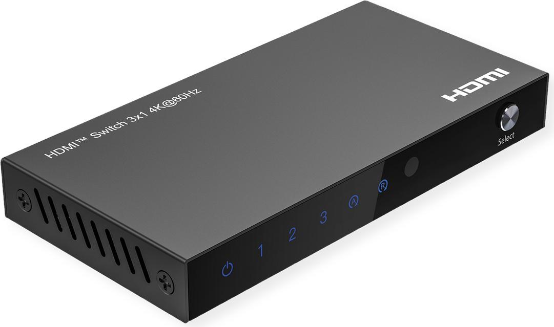 ROLINE HDMI Switch 3fach 4K60Hz HDCP2.3+ IR Fernbd. (14.01.3616)