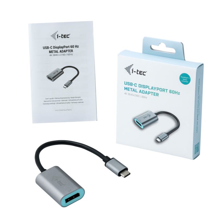 i-Tec C31METALDP60HZ USB-C auf DisplayPort Metal Adapter 4K 60Hz Grau, Türkis