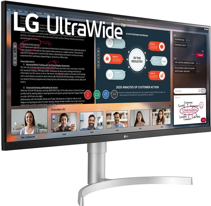 LG 34WN650-W - LED-Monitor - 86,6 cm (34) - 2560 x 1080 UWFHD @ 75 Hz - IPS - 400 cd/m² - 1000:1 - 5 ms - 2xHDMI, DisplayPort - Lautsprecher (34WN650-W) - Sonderposten