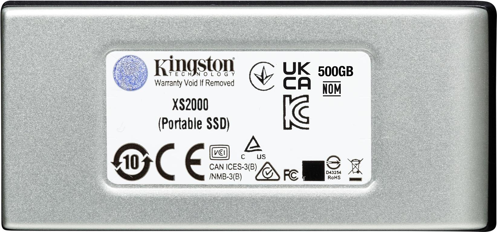 Kingston XS2000 Externe SSD 2 TB USB 3.2 Gen 2x2 Silber