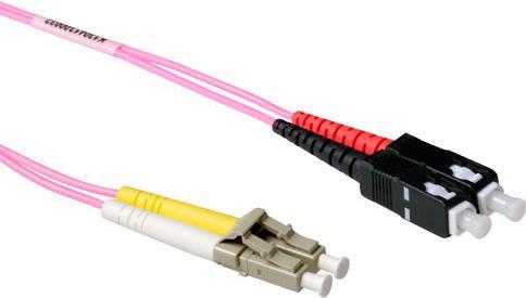 ACT 2 meter LSZH Multimode 50/125 OM4 fiber patch cable duplex with LC and SC connectors. Lc-sc 50/125 om4 duplex 2.00m (RL8702)