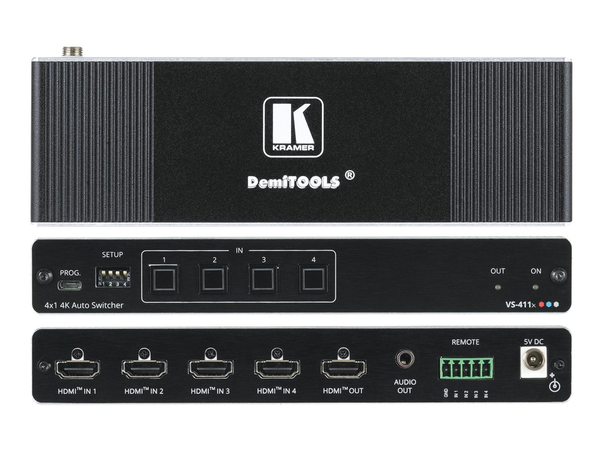 Kramer VS-411X 4x1 4K HDR HDMI Auto-Switcher Schwarz