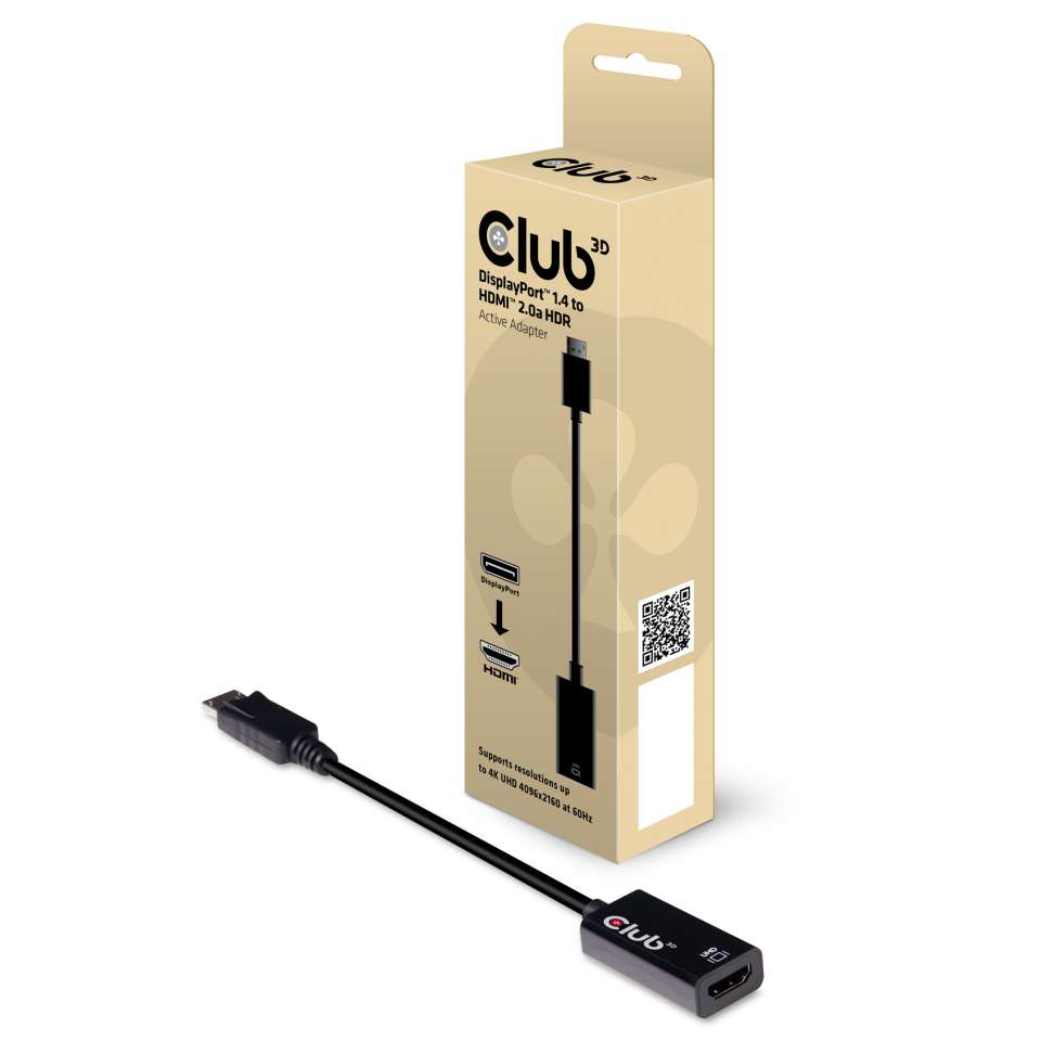 Club 3D CAC-1080 DisplayPort 1.4 auf HDMI 2.0a HDR Aktiver Adapter Schwarz