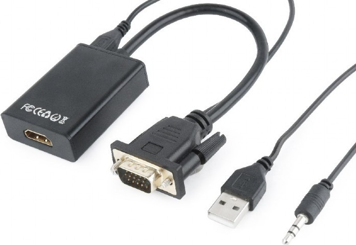GEMBIRD A-VGA-HDMI-01 HDMI 19 pin Schwarz Kabelschnittstellen-/adapter (A-VGA-HDMI-01)