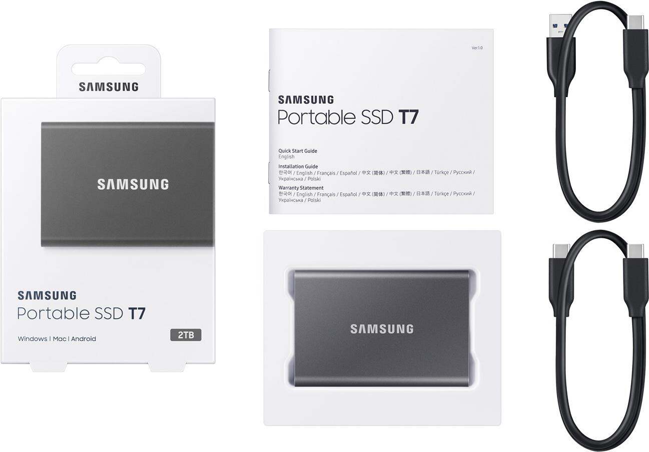 Samsung Portable SSD T7 2 TB USB 3.2 Gen 2 Titan Gray