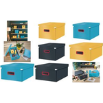 LEITZ Ablagebox Click & Store Cosy M, grau Hartpappe mit PP-Folie, Aufbau mittels Druckknöpfen, - 1 Stück (5348-00-89)