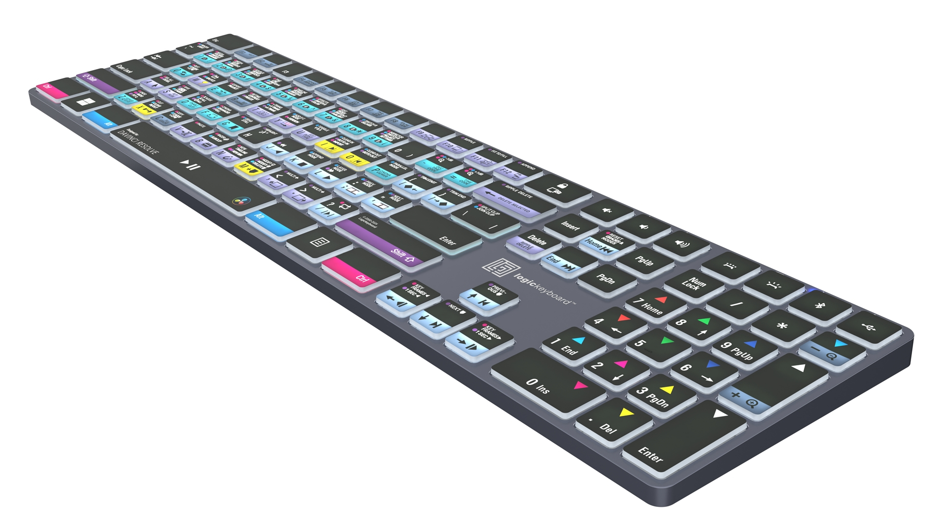 Logickeyboard DaVinci Resolve Classic Titan Tastatur QWERTY UK USB + Bluetooth Schwarz