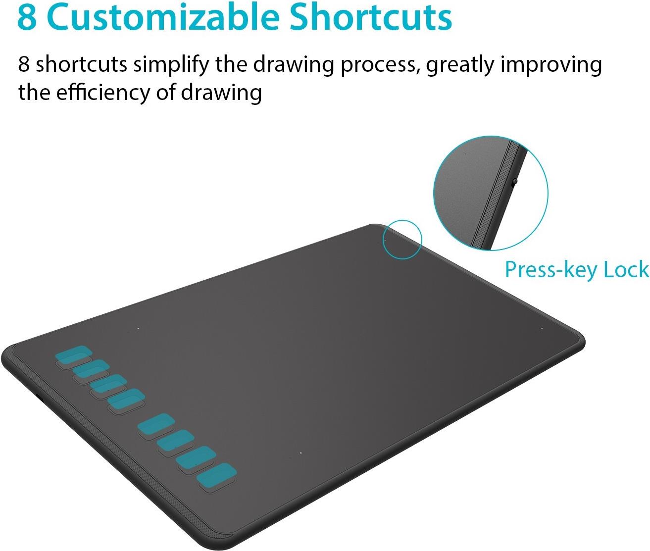 HUION H950P Grafiktablett 220 x 137 mm 5080 lpi 8192 Druckstufen USB Schwarz