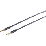 S/CONN maximum connectivity Smartphone-Tablet PC-Zubehör-Super Slim Klinkenkabel, 3,5mm Stereo Mini-Stecker auf 3,5mm Stereo Mini-Stecker, vergoldete Kontakte, 4 Pin, Rundkabel, schwarz, 1,5m (33980-S)