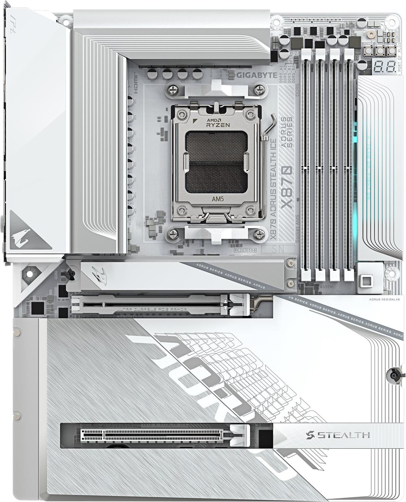 Gigabyte AORUS X870 STEALTH ATX Mainboard Schwarz