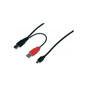 USB Y-Kabel, 2x USB St. A / 1x USB 5pol Mini St. B Zur besseren Spannungsversorgung z. B. von Festplattengehäusen (62100045)