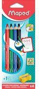 Maped Whiteboard-Marker Marker'Peps, 4er Blister dicke Holz-Buntstiftmine speziell für Weißwandtafeln & - 1 Stück (833800FC)