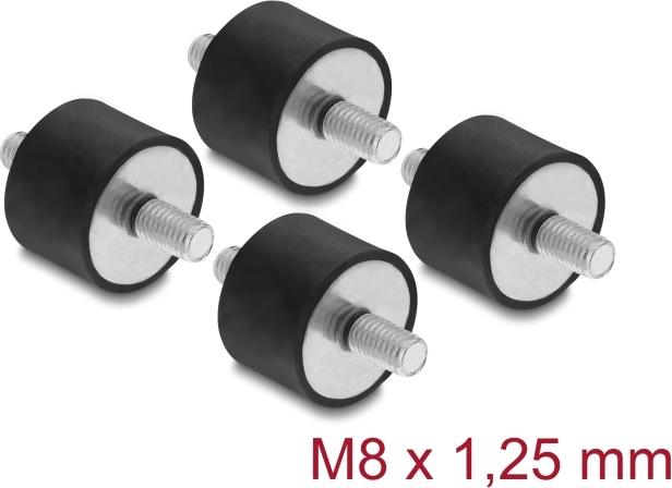 Delock Vibrationsdämpfer M8 x 1,25 mm D 30 x H 20 mm mit 2 x Außengewinde 4 Stück schwarz (60816)