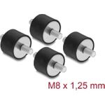 Delock Vibrationsdämpfer M8 x 1,25 mm D 30 x H 20 mm mit 2 x Außengewinde 4 Stück schwarz (60816)