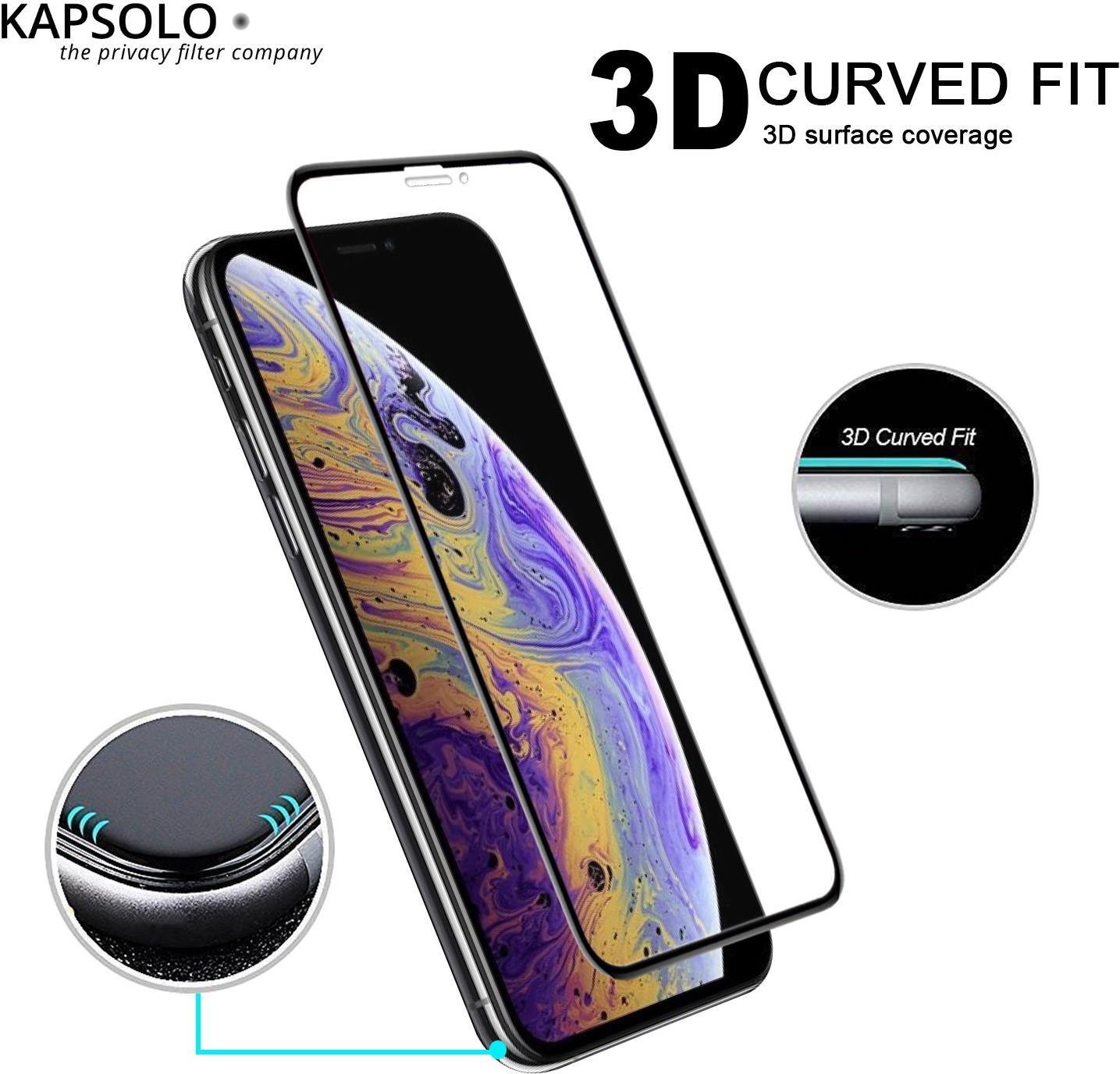 KAPSOLO Displayschutzglas 3D schutzglas für Apple iPhone 11 Pro Max XS MAX KAPSOLO Displayschutzglas