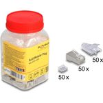 Delock RJ45 Modularer Stecker Cat.6A mit Knickschutztülle transparent 50er (67177)