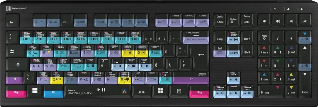LogicKeyboard DaVinci Resolve Astra 2 USB Tastatur QWERTZ Schwarz