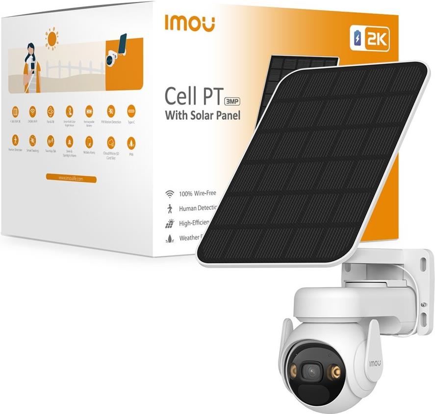 IMOU Cell PT Solar Kit Imou-KIT/IPC-K9EP-3T0WE/FSP12-TYPEC WLAN IP Überwachungskamera 2304 x 1296 Pixel