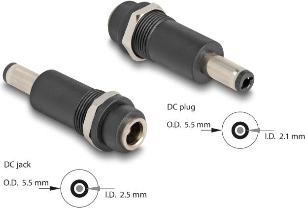 Delock Adapter DC 5.5 x 2.5 mm Buchse zu 5.5 2.1 Stecker (64281)