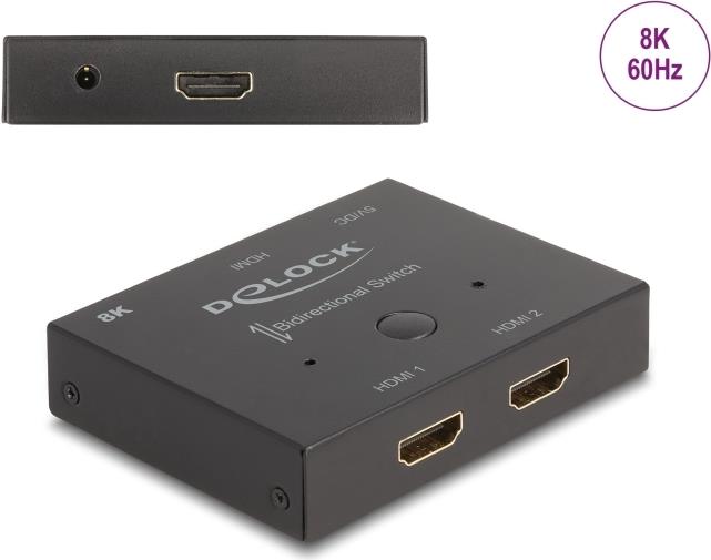 Delock HDMI 2 - 1 Switch bidirektional 8K 60 Hz (18776)