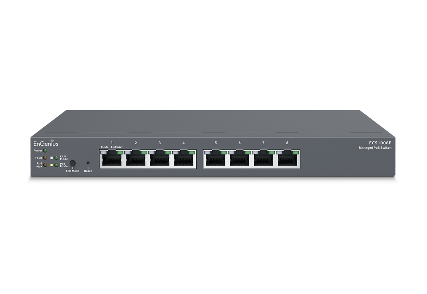 EnGenius ECS1008P Managed L2 Switch 8-Port Gigabit Ethernet PoE 55 W Schwarz