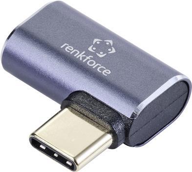 Renkforce USB4® Adapter [1x USB4® Stecker - 1x USB-C® Buchse] 40 GBit/s 90° nach links gewinkelt, Aluminium-Stecker (RF-5245272)