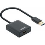 MANHATTAN 1080p USB-A auf HDMI-Adapter Konverter mit USB 3.2 Gen 1 Typ A-Stecker auf HDMI-Buchse, 1080p@60Hz, schwarz (153690)