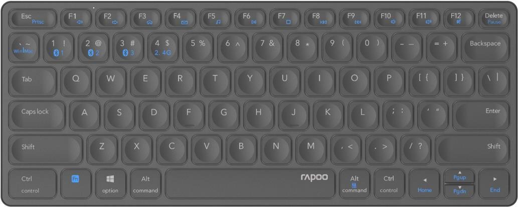 Rapoo E9600M Tastatur RF Wireless + Bluetooth QWERTY Deutsch Grau (00217359)
