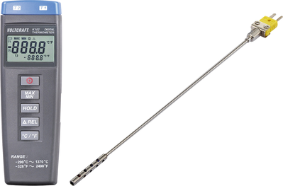VOLTCRAFT K102 + TP 201 Temperatur-Messgerät -200 bis +1370 °C Fühler-Typ K