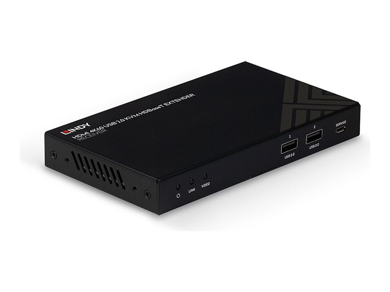 Lindy KVM-Extender HDBaseT 2.0 Receiver 150 m Cat.6 HDMI 4K60 18 Gbit/s Schwarz