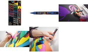 POSCA Pigmentmarker PC-5BR BRUSH, 60er Display halbflexible Schaumstoffspitze, Strichstärke: 1,0 (CDU POSCA 01)
