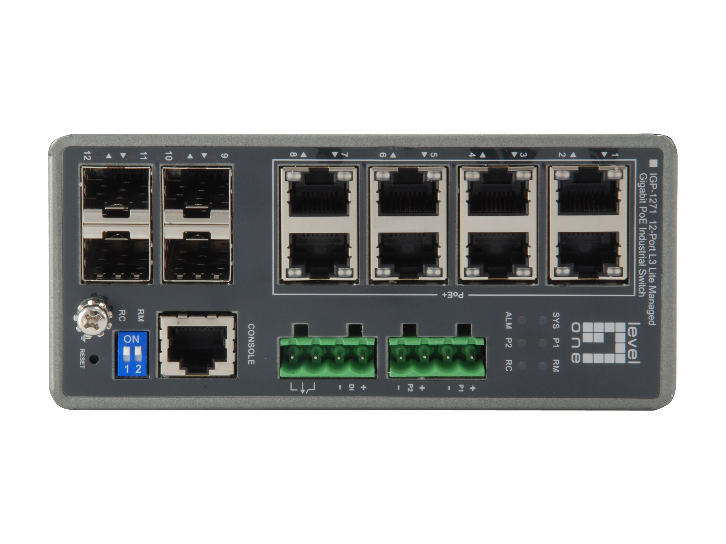LevelOne IGP-1271 L3 Managed Switch 8 x 10/100/1000 PoE+ 4 x SFP Grau