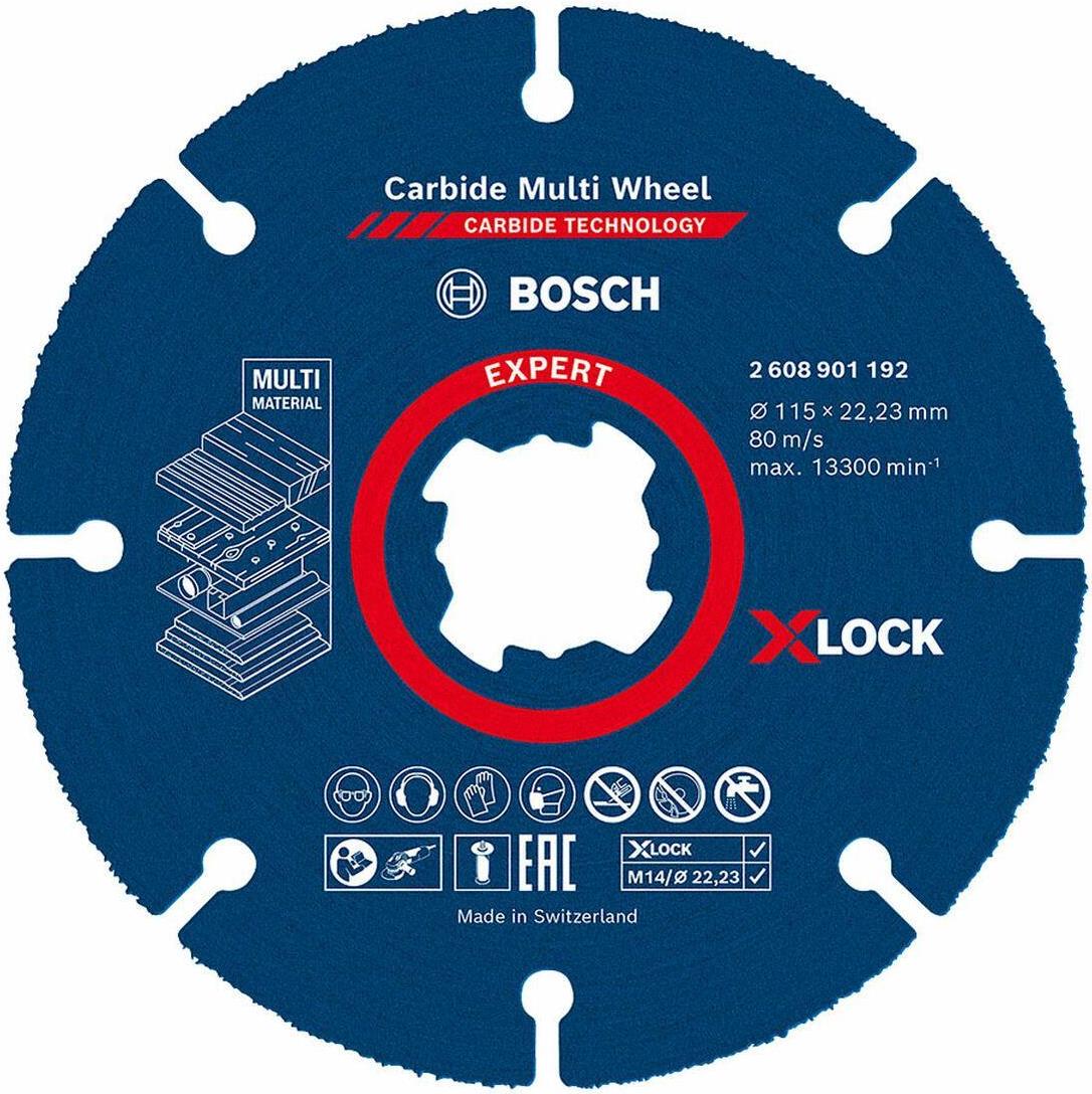 Bosch Expert Carbide Multi Wheel X-LOCK - Schneidscheibe - für Kunststoff, Holz mit Nägeln, Hartholz, Gipskartonplatte - 115 mm